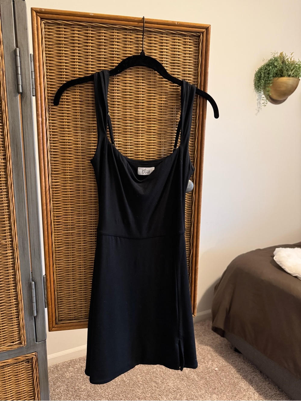 Oh Polly Black Mini Dress with Scoop Neck